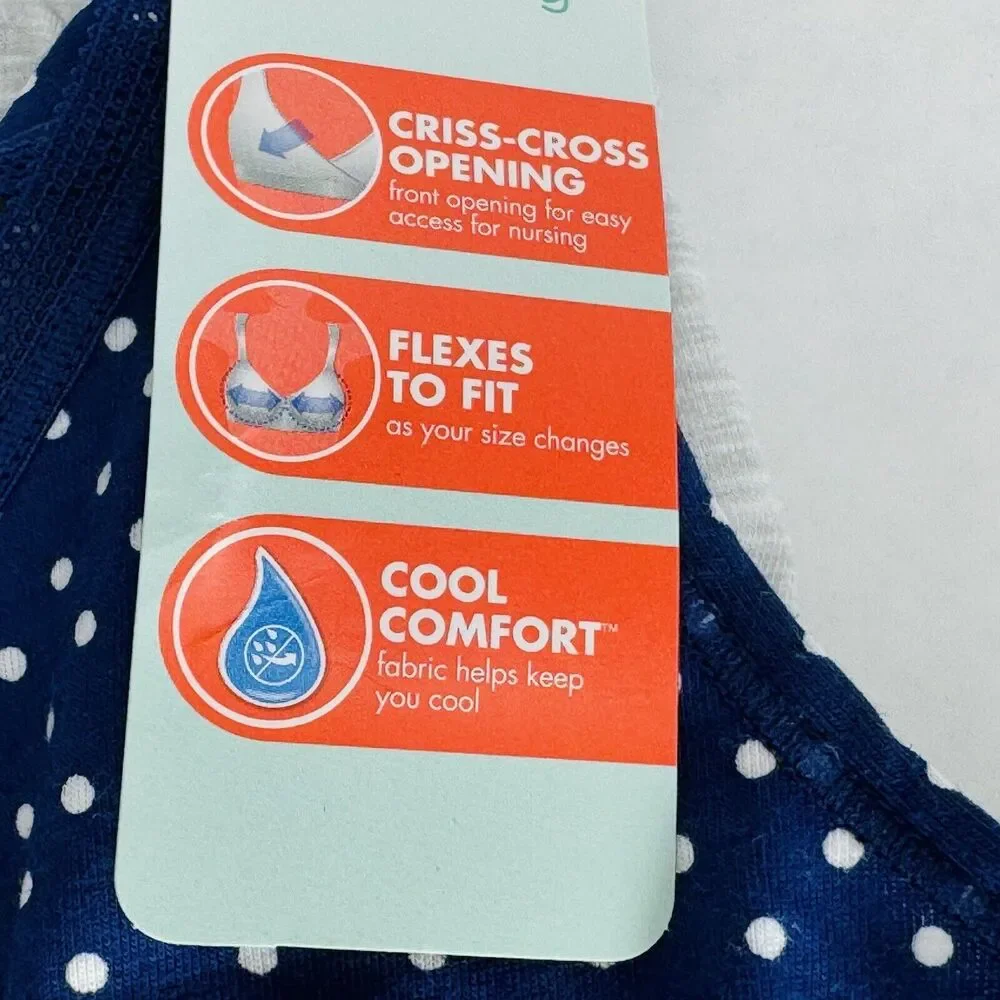 Playtex Nursing Pullover Sleep Bra Wireless Wicking Cool Comfort Set of 2 XS NEW